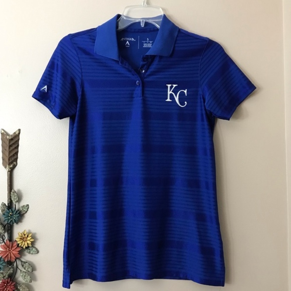 Women's Antigua KC Royals S/S Golf Shirt Sz S, EUC